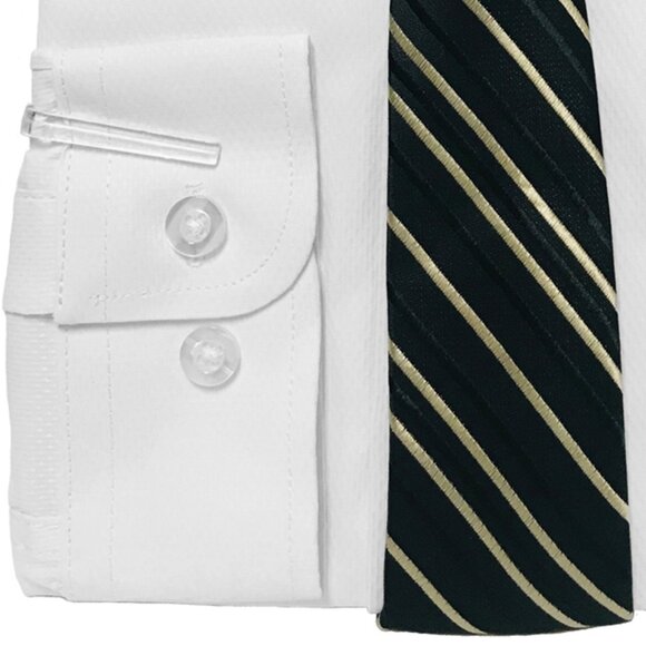 Poshers Exclusive! Boys Perry Ellis Dress Shirt w/ Tie Slim Fit, Tan - Picture 2 of 3